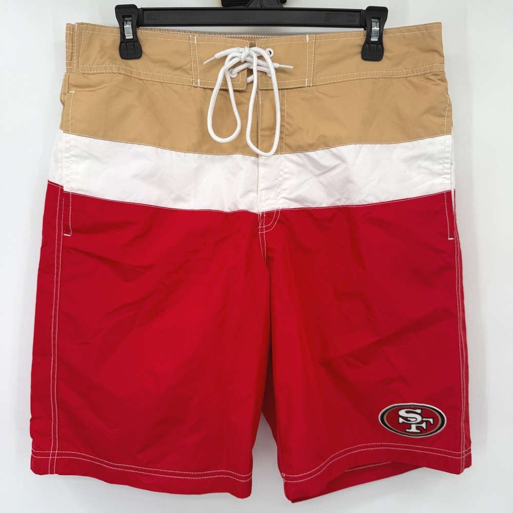 NFL Board Shorts Men Medium Red San Francisco 49ers G-III Colorblock Swim Trunks